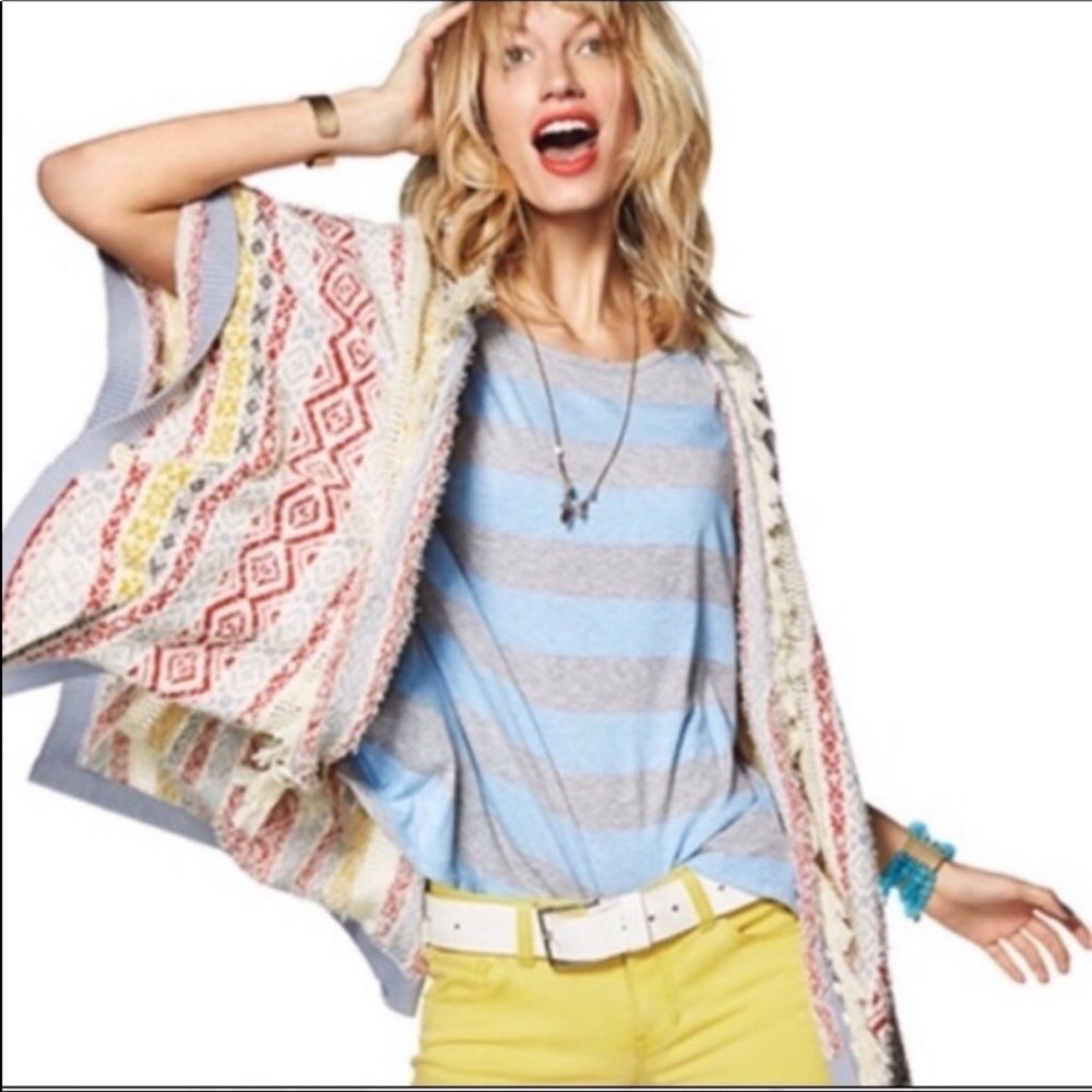 Cabi Sky Stripe Tee Blue Heather Gray Shirt XS